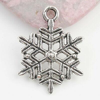 Tibetan Silver2sided snowflake design charms 20pcs EF0020