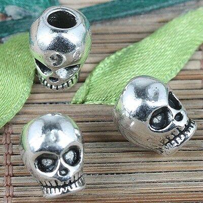 4pcs tibetan silver tone skull spacer beads EF0249