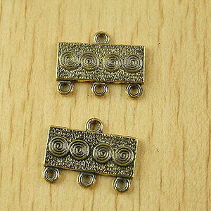 12pcs dark gold-tone 3 holes bar charms findings h2013