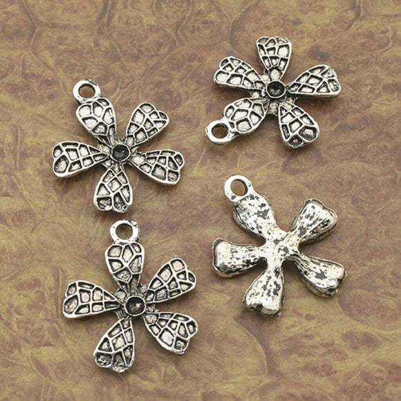8pcs Tibetan Silver flower charm pendants X0079