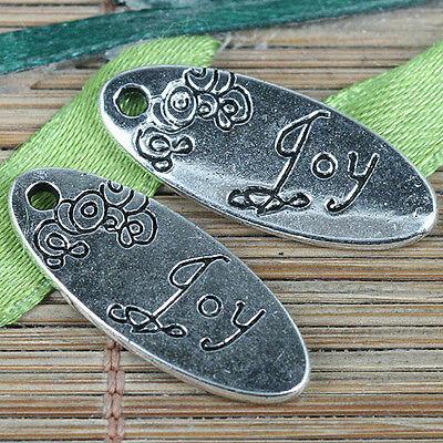 8pcs tibetan silver color oval flower Joy charms EF0352