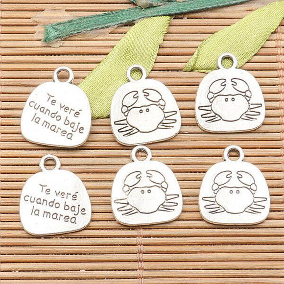 40pcs tibetan silver color crab pattern words design  charms H1732