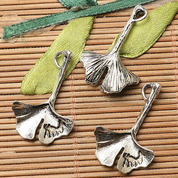 14pcs dark silver color leaf  design charms  EF2669