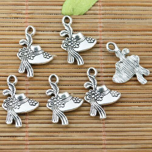 22pcs tibetan silver beautiful flower lady hat design charms EF2365