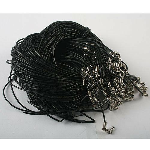 20pcs 1.5mm 18 inch long Black GENUINE leather necklace cords ed0343