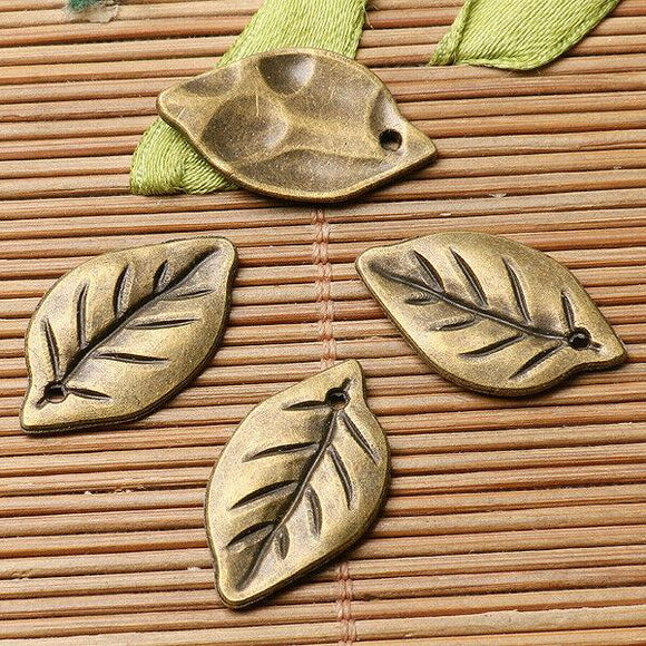 40pcs antiqued bronze color leaf design charms  EF2895