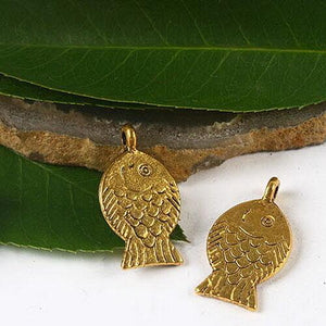 10pcs dark gold-tone fish design charms h2229