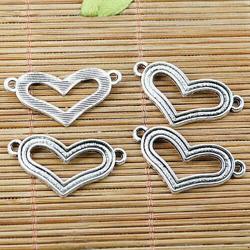 6pcs Tibetan silver heart shape connectors EF1655