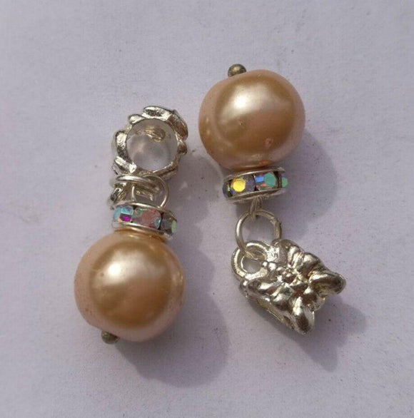 light Pale orange 10mm BALL Dangle Rhinestone European Bead Charms 4pc QQ954