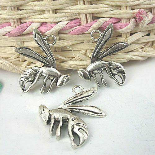 10pcs antiqued silver vespid charms pendants G362