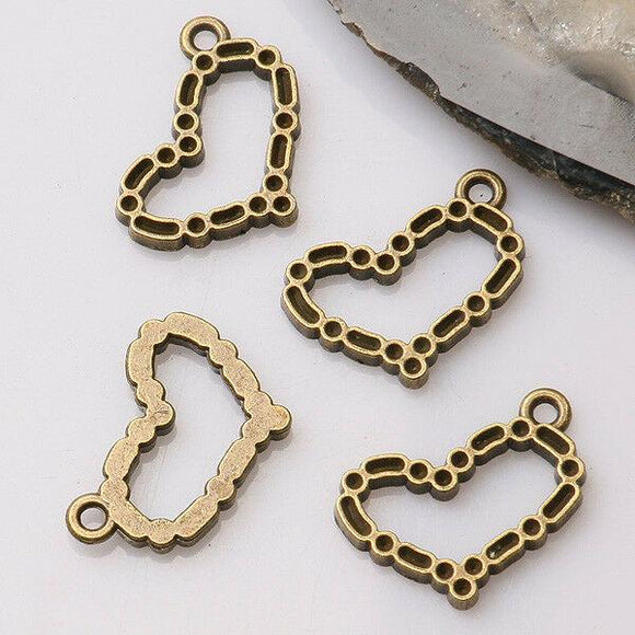 20pcs antiqued bronze color crafted  heart  design  charms  EF3394