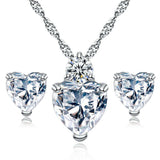 Fashion Jewelry set crystal Heart Shaped pendant +Stud Earring