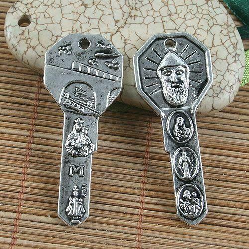 2pcs antiqued silver key design pendant charm G1202