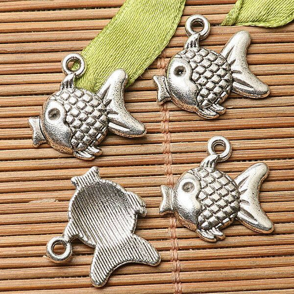 16pcs dark silver color cute fish design charms  EF2756