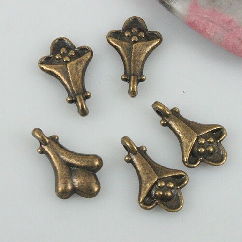 40pcs antiqued bronze color mini flower design charms EF0554