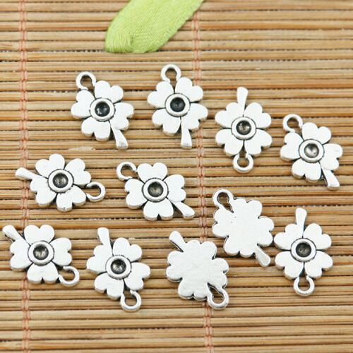 40pcs tibetan silver color lucky leaf design charms EF2363