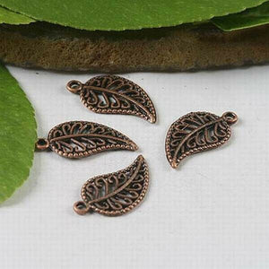 10pcs 19x9mm antiqued copper leaves charm pendants h0586