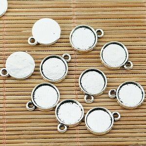 10pcs tibetan silver color round cabohon settings EF1434