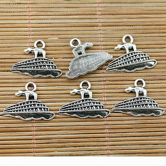 10pcs Tibetan silver animal boat charms EF1850