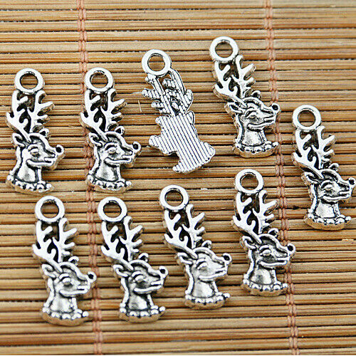 10pcs Tibetan silver deer head charms EF1833