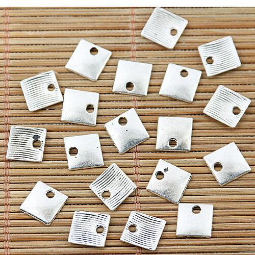 70pcs tibetan silver color square-shaped simple design charms  EF1289