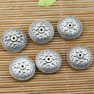 4pcs Tibetan silver round flower beads EF1630