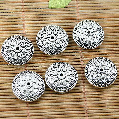 4pcs Tibetan silver round flower beads EF1630