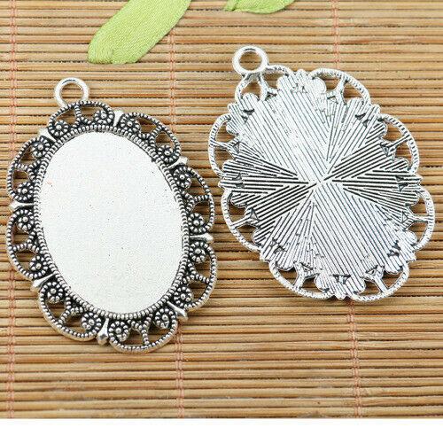 2pcs tibetan silver color oval cabochon settings EF1433