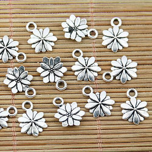 100pcs Tibetan silver beautiful flower charms EF1602