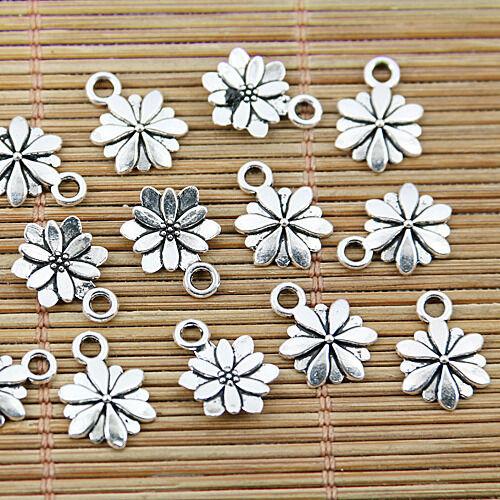 100pcs Tibetan silver beautiful flower charms EF1602