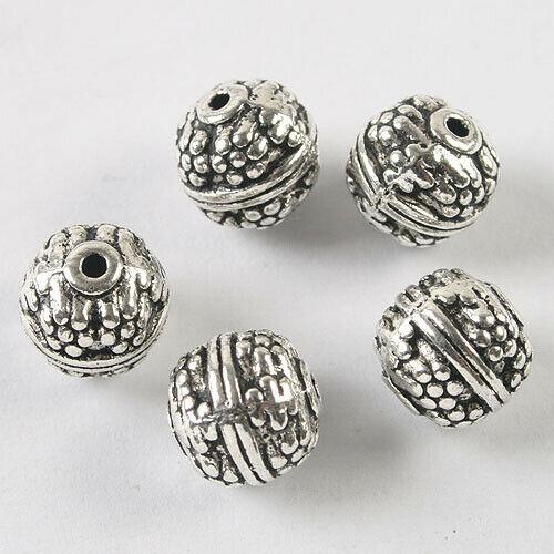 6pcs dark silver tone round flower spacer beads h3772
