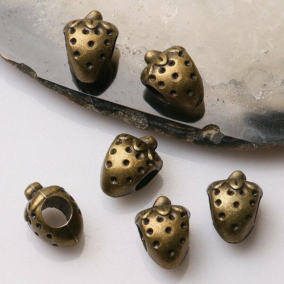 10pcs antiqued bronze 2sided strawbarry design loose  bead fit bracelet  EF3429