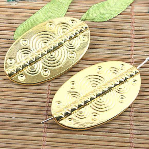 5Pcs gold tone screw oval spacer bead h0366