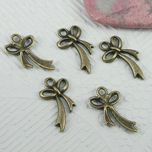 30pcs antiqued bronze color butterfly bow ribbon design charms EF0639