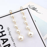 Fashion Jewelry Stud Earring Pearl Long Earring White Sapphire Earring