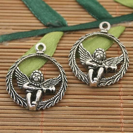 10pcs dark silver tone angel charms h3184