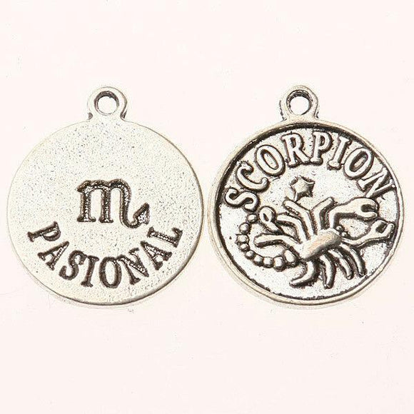 10pcs dark silver 17mm round shaped  SCORPION constellation design charms  CE004