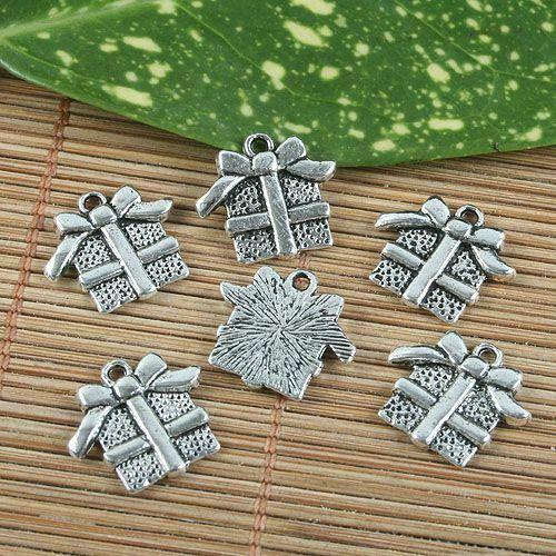 14pcs antiqued silver giftbox  pendant charm G1225