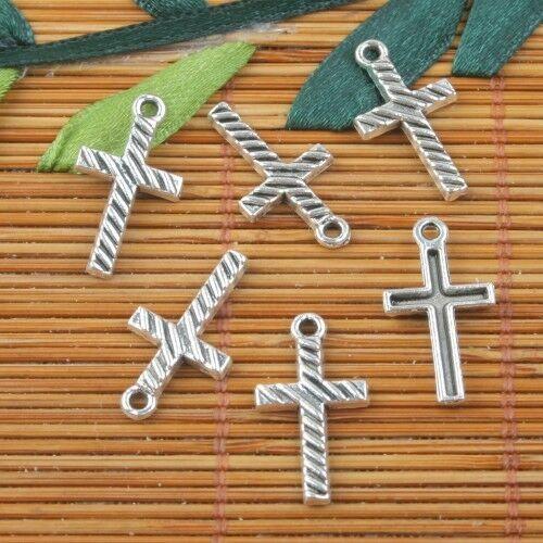 16pcs tibetan silver tone cross design charms findings X0269