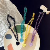 Jewelry Necklace Love Heart pendant Candy Color Chains multilayer Necklace