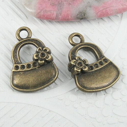 8pcs antiqued bronze 2sided flower handbag design charms EF0866