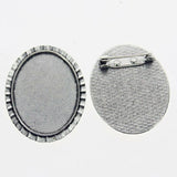 Lote de 2 cabujón ovalado de color plata tibetana de 25 x 35/25 x 18 mm, 30 x 40 mm y 13 x 18 mm, con diseño de broche.