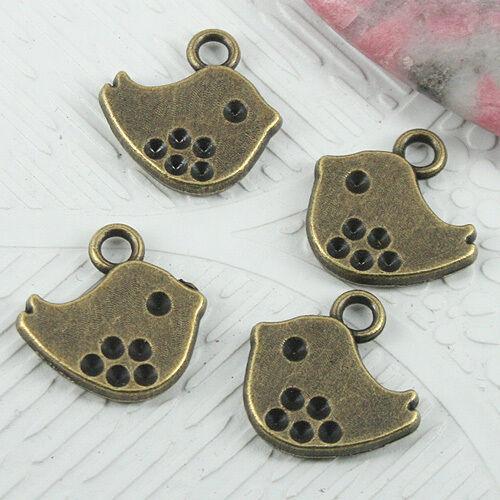 12pcs antiqued bronze tone 2sided bird design charms EF0802