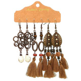 Fashion Jewelry Hook Earring geometric tassel Bohe Earring 3pair/set