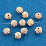 Round 10mm White AB Rhinestones Alloy Spacer Bead Gold color 4pc CA04