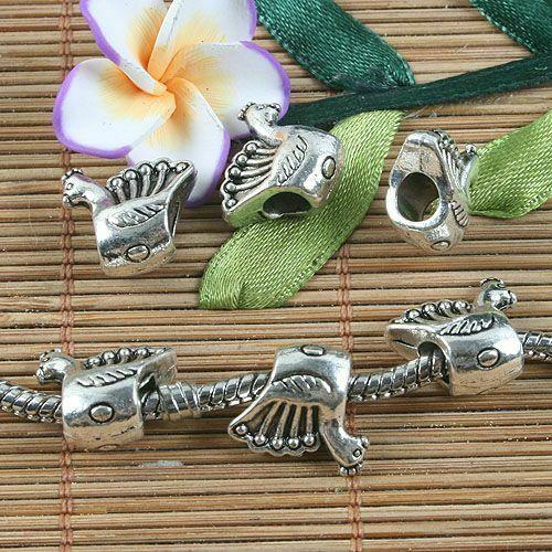 8pcs antiqued silver cock design spacer beads G1075