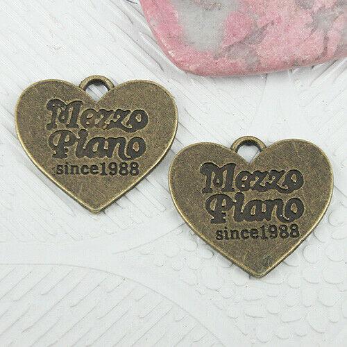 6pcs antiqued bronze color 24x22mm 2sided heart shaped charms EF0890