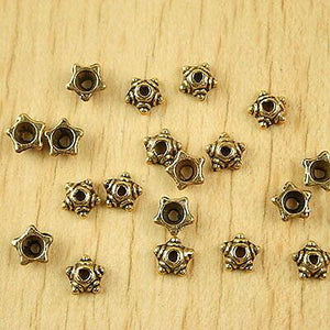 100pcs dark gold-tone star spacer bead caps h2284