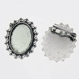 Lote de 2 cabujón ovalado de color plata tibetana de 25 x 35/25 x 18 mm, 30 x 40 mm y 13 x 18 mm, con diseño de broche.