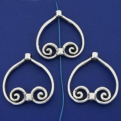 10pcs tibetan silver color heart shaped frame charms h3301